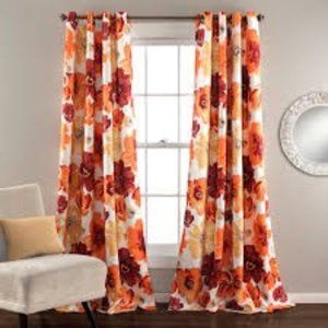 Half Moon Leah Floral Room Darkening Curtains 52" X 84 ” Each Panel - 4 Curtains